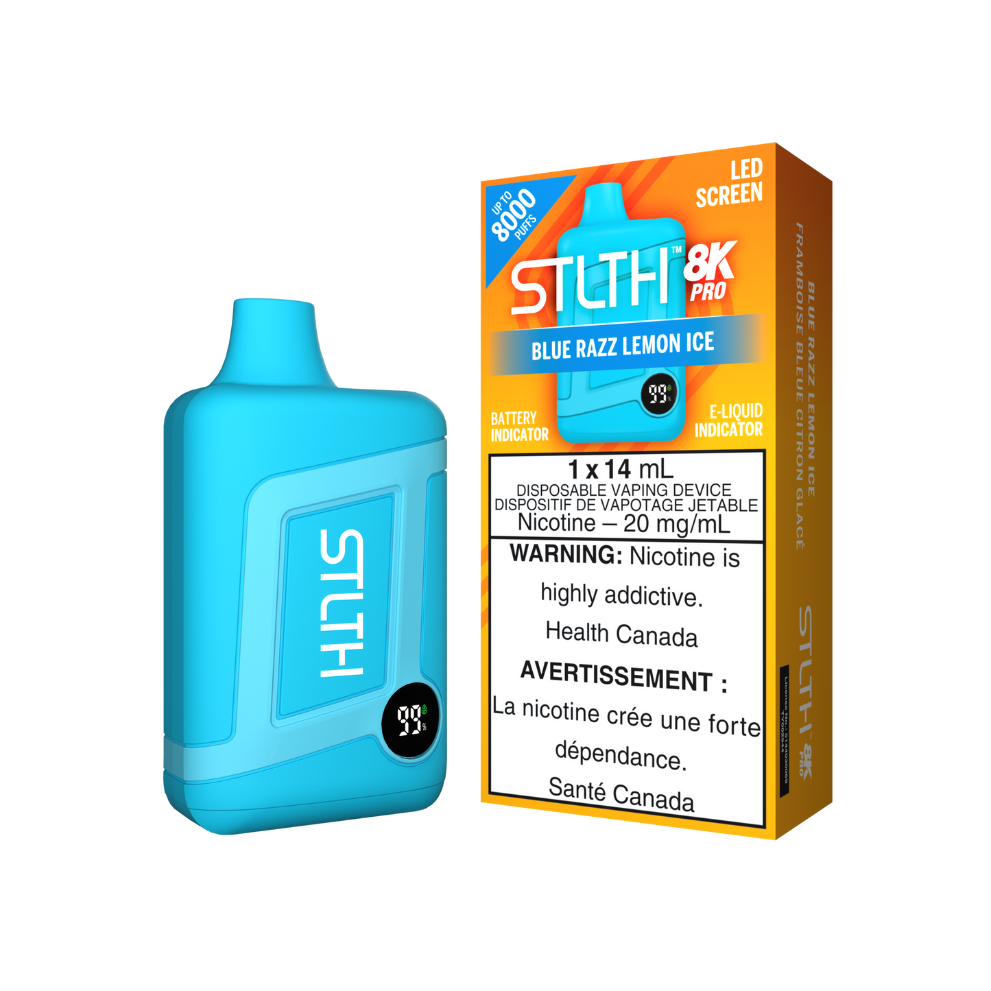 STLTH 8K PRO Blue Razz Lemon Ice disposable vape