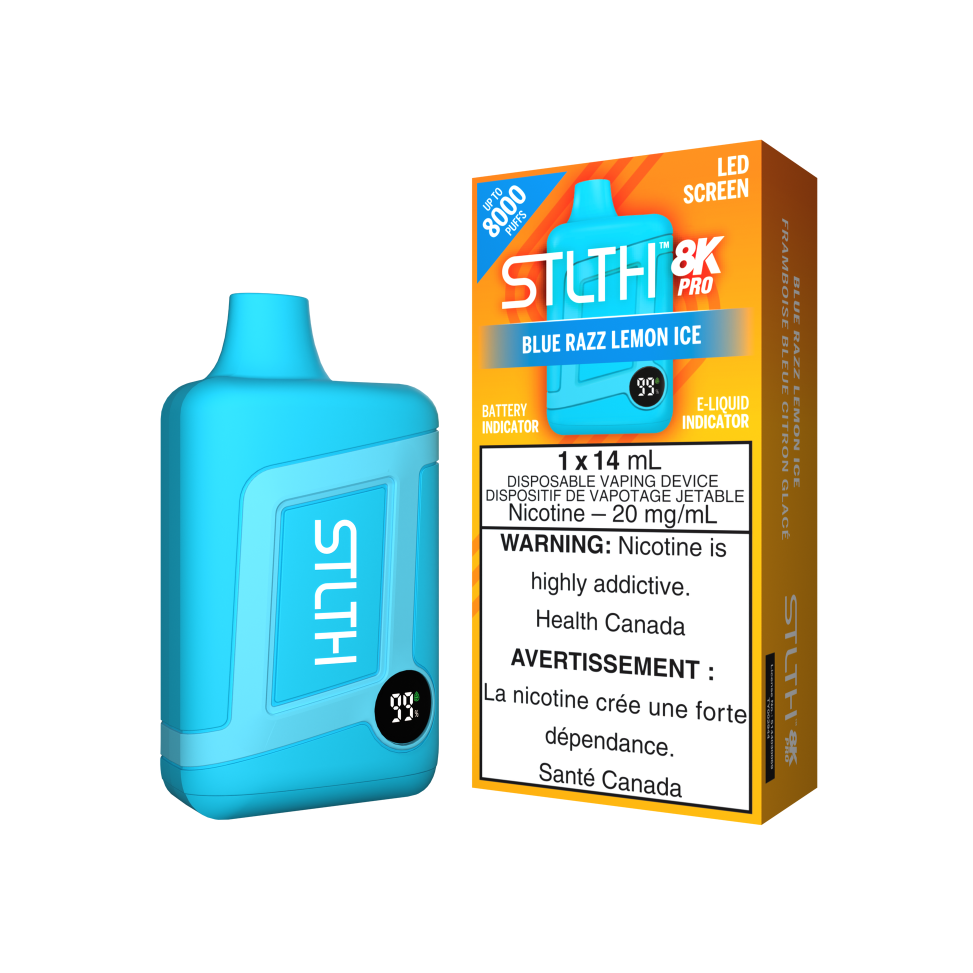 STLTH 8K PRO Blue Razz Lemon Ice disposable vape