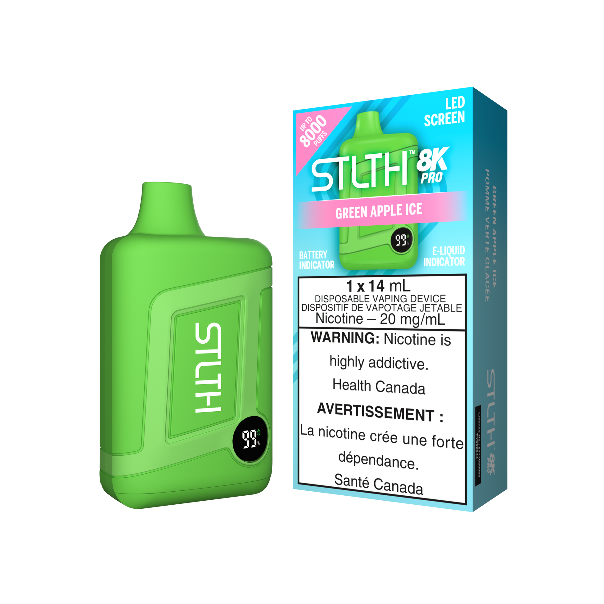 STLTH 8K PRO Green Apple Ice disposable vape