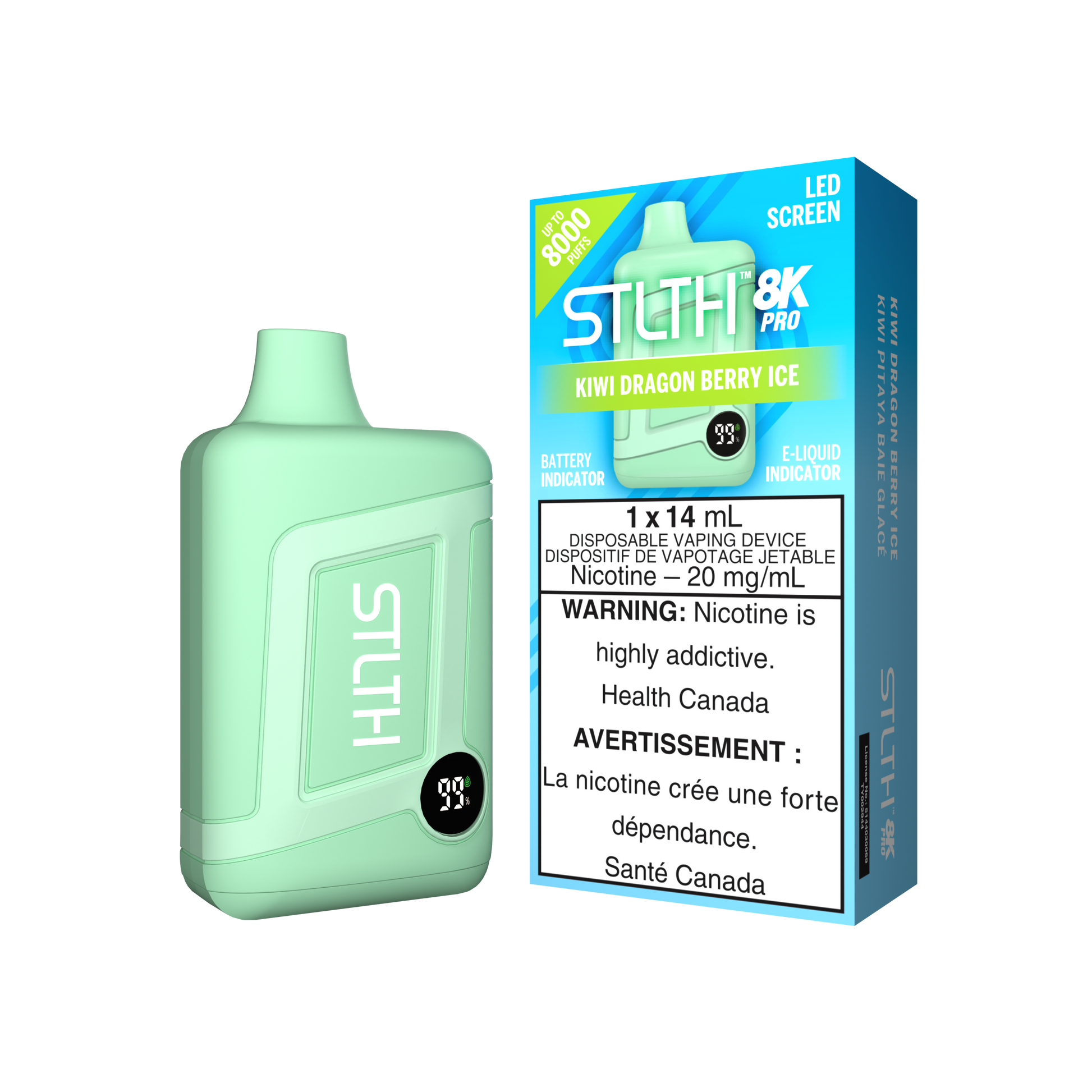 STLTH 8K PRO Kiwi Dragon Berry Ice disposable vape