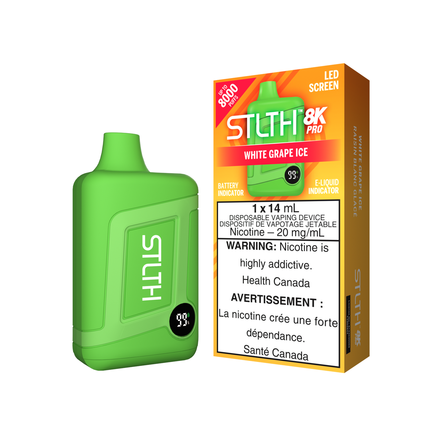 STLTH 8K PRO White Grape Ice disposable vape