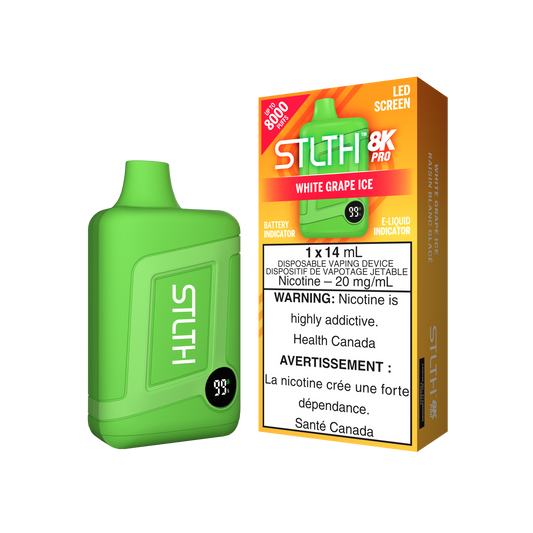 STLTH 8K PRO White Grape Ice disposable vape